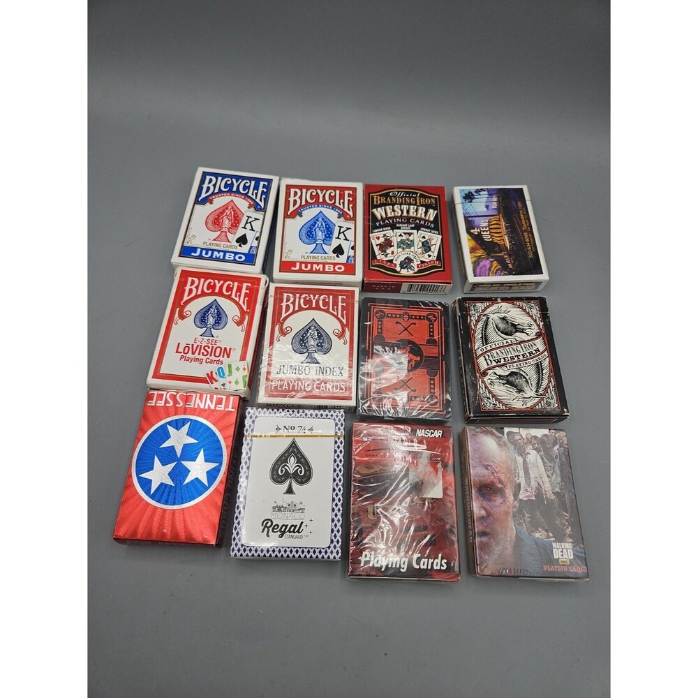 Assorted Lot of 12 Decks Poker Size Playing Cards Vintage Modern Bicycle Regal